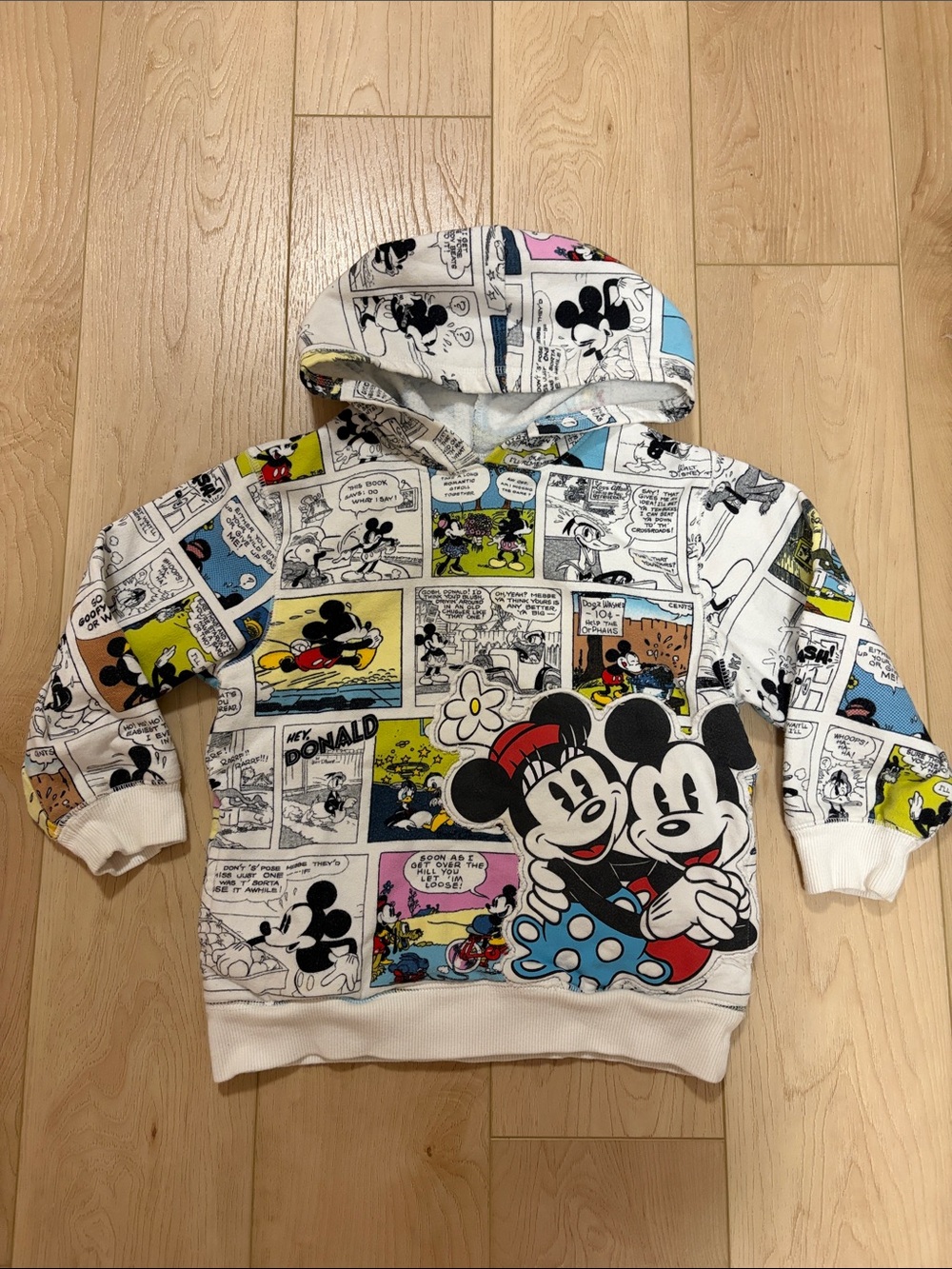 *4/$20* The Disney Store, Disney Comic Print Pullover Hoodie, size XS/4
